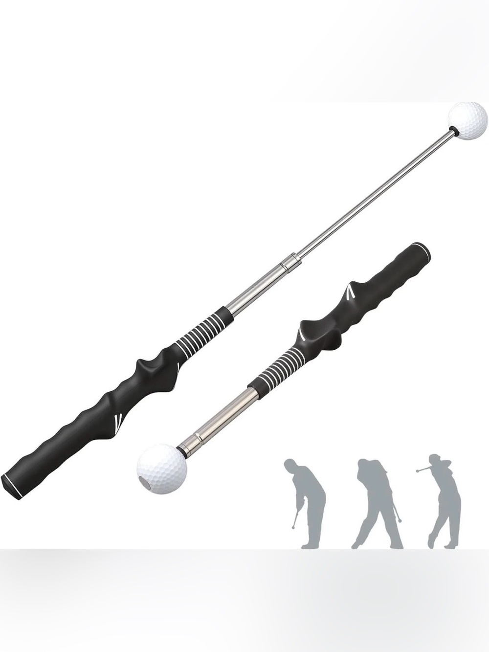 Retractable Golf Swing Aid w/Rhythm Click Sound Golf Grip Trainer Speed Training